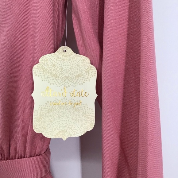Altar’d State Women’s Belted Romper L/S Pink Salmon Casual Spring NWT Size L - Picture 8 of 9